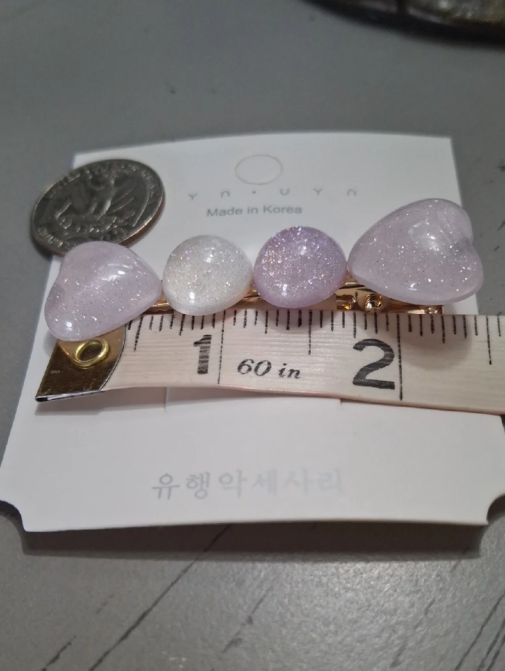 Lavender Glittery Hearts Hair Clip - Picture 4 of 4